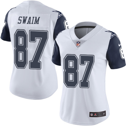 Women's Elite Geoff Swaim Nike Jersey White - #87 Rush NFL Dallas Cowboys